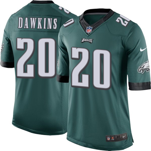 Men's Limited Brian Dawkins Nike Jersey Midnight Green Home - #20 NFL Philadelphia Eagles